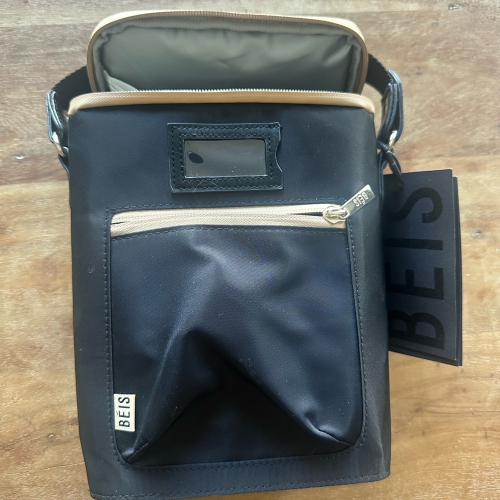 BEIS Black and Tan bottle Bag